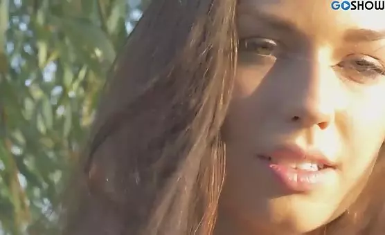 Passionate Brunette in White Dress Teasing Outdoor Pleasures Exotic Erotic Adventures